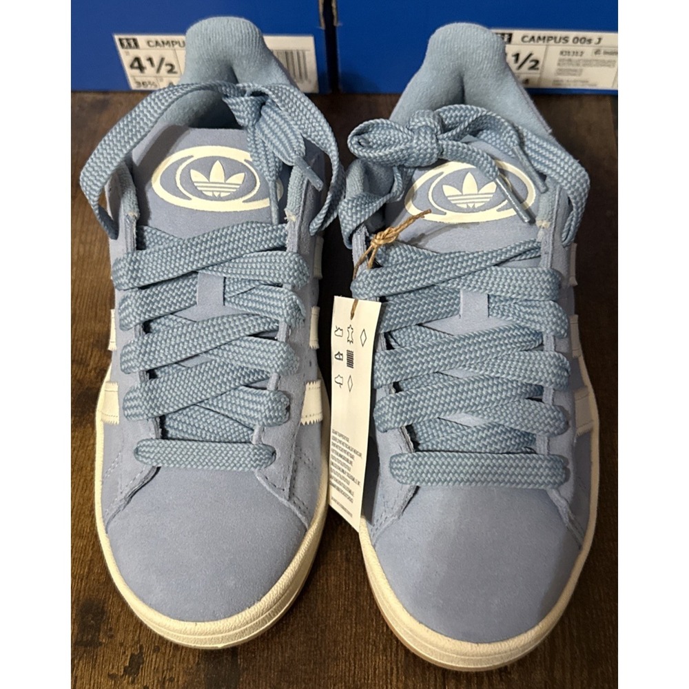 adidas CAMPUS 00s J Size 4.5 Youth Girls Light Blue w/ White Stripes KJ1312 New
